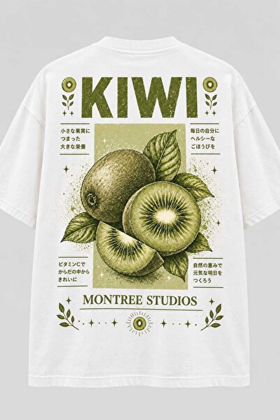 MONTREE Kiwi Design Printed Oversize 100% Cotton Premium T-Shirt