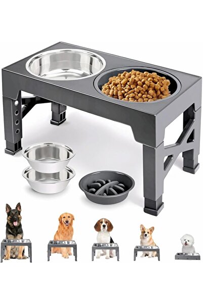 BLYPHOO Elevated Dog Bowl: Raised Bowls stand with Two 1.5L Stainless Steel B...