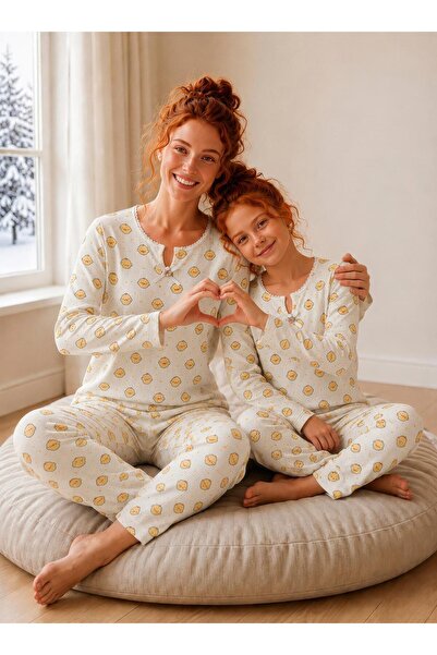Tarık Women's Chick Patterned Ribbon Detailed Mother Daughter Long Sleeve Cam...