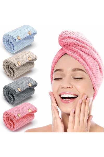 Arabest Hair Towel Wrap for Women,4 Pack Microfiber Absorbent Towel Turbans f...