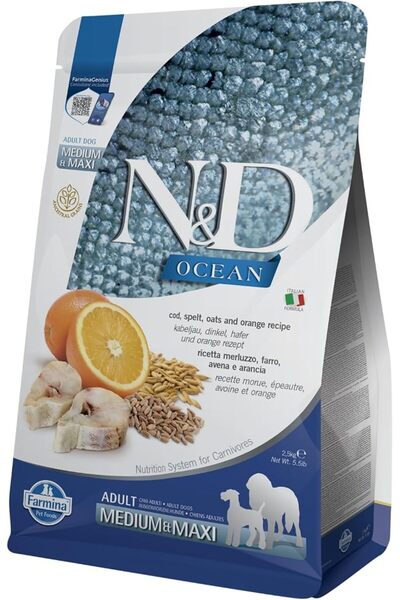 Farmina OCEAN DOG CODFISH & ORANGE ANCESTRAL adull MEDIUM/MAXI 2.5 Kg