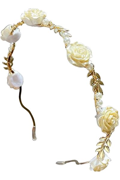 Arabest Glossy Faux Pearl Flower Headband,Vintage Rose Wedding Hair Hoop,Luxu...