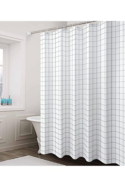 Arabest Square Lattice Printing Waterproof Shower Curtain,180 x 200 cm,White