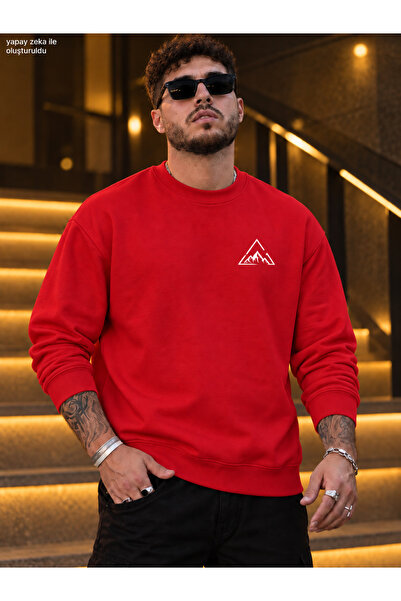 caddekombin Men's Betterdays Printed Crew Neck Casual Regular Fit Sweatshirt