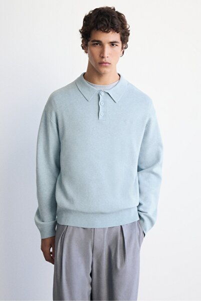 Pull & Bear Uzun kollu örme polo t-shirt