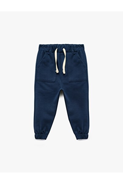 Koton Cotton Shirred Jogger Sweatpants with Pockets and Tie Waist