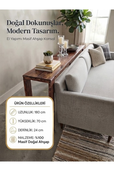 DizyWood Masif Ahşap Koltuk Arkası Petek Üstü Dresuar