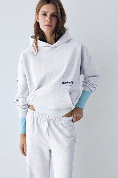 Pull & Bear Grafik baskılı kapüşonlu sweatshirt