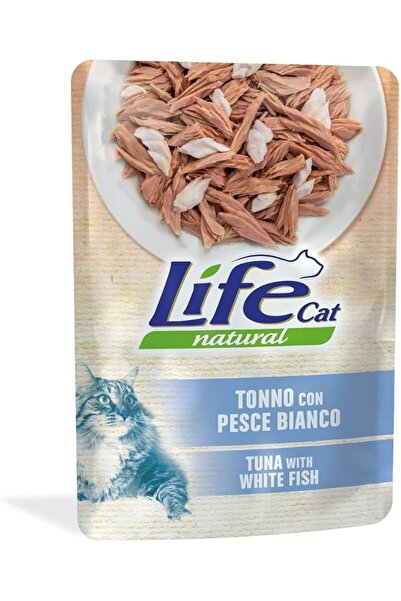 Life Cat تونة طبيعية مع سمك أبيض، عبوة 70 جرام