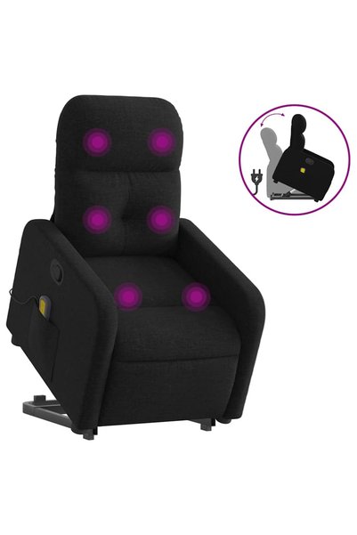 vidaxl Fotoliu rabatabil de masaj, cu ridicare, negru, material textil