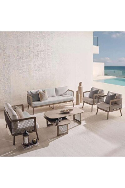 PAN HOME Artisan Outdoor 3+2+1+1+coffee Table-light Brown