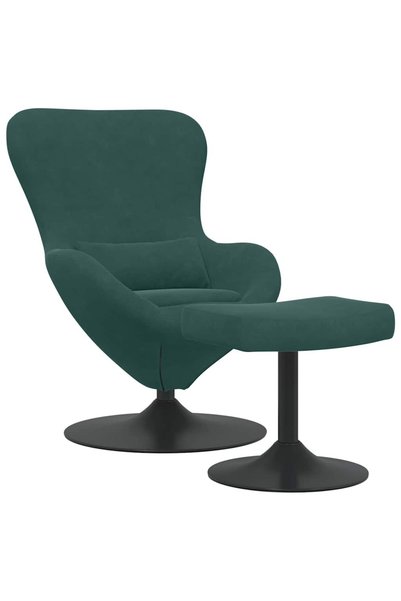 vidaxl Scaun Egg cu Taburet Verde închis Catifea