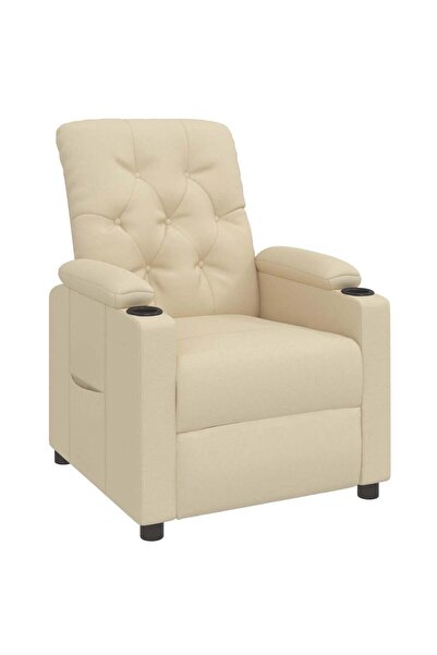 vidaxl Fotoliu rabatabil, crem, material textil