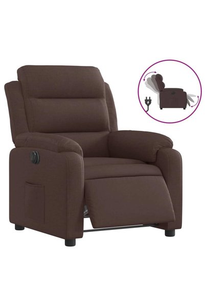 vidaxl Fotoliu rabatabil electric, maro închis, material textil