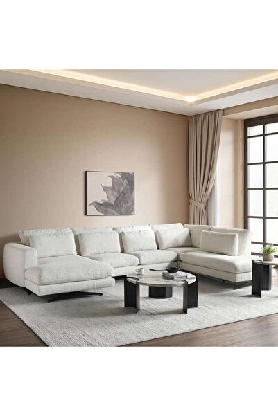 PAN HOME Coolcush Corner Sofa Set - Beige