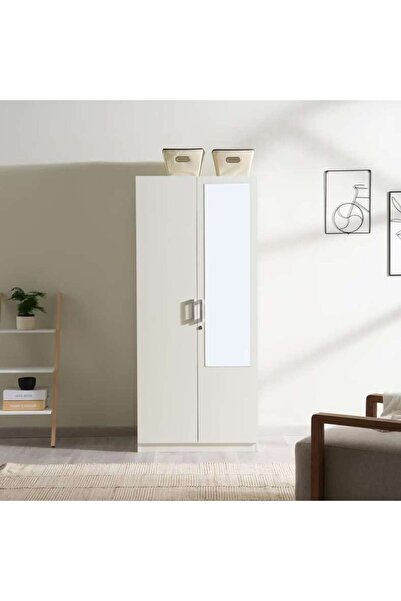 PAN HOME Premier 2 Door Wardrobe With Mirror - White