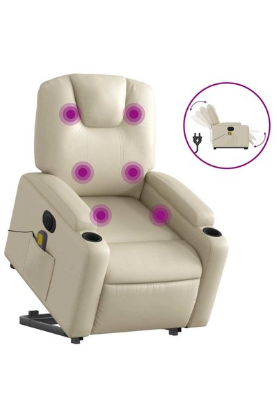 vidaxl Fotoliu electric masaj rabatabil cu ridicare, crem