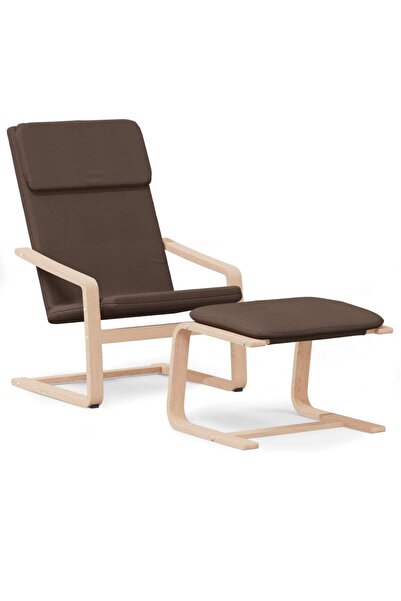 vidaxl Scaun de relaxare cu taburet, maro închis, material textil