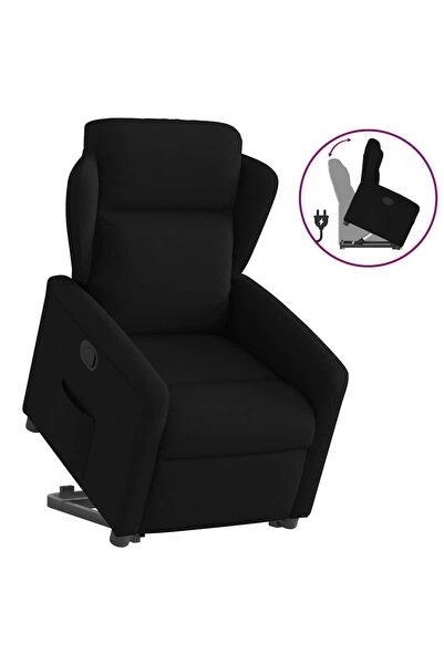 vidaxl Fotoliu rabatabil cu ridicare pe verticală, negru, textil