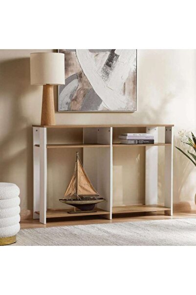 PAN HOME Amela 3 Tier Book Shelf Melamine Large - Natural & White