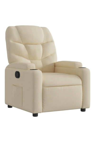 vidaxl Fotoliu rabatabil, crem, material textil