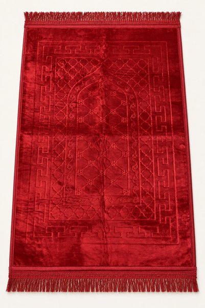 Tusebu Soft Velvet Textured Prayer Mat - Patterned Tufted Prayer Mat