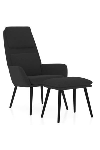 vidaxl Scaun de relaxare cu taburet, negru, textil