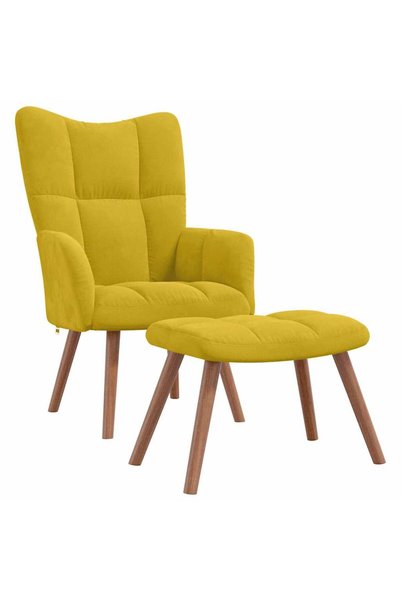 vidaxl Scaun de relaxare cu taburet, galben muștar, catifea