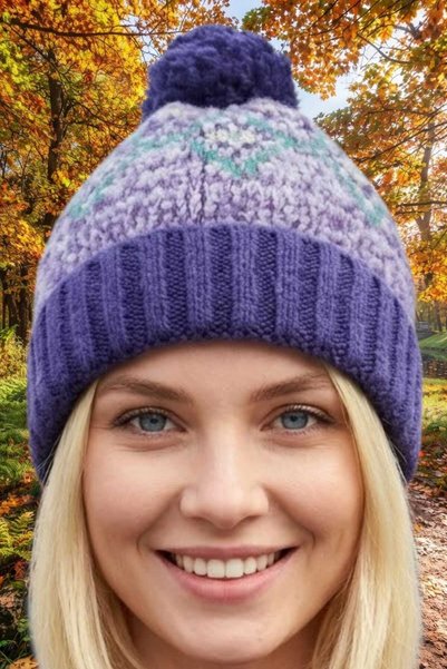 Uniquetrenders Women's Pompom Folded Patterned Knitted Winter Beanie
