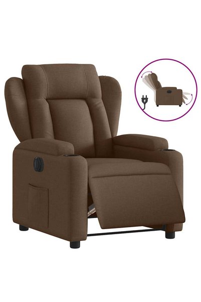vidaxl Fotoliu rabatabil electric, maro, material textil