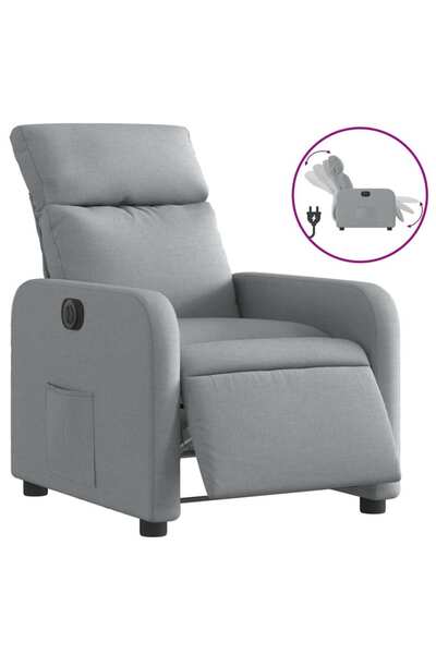 vidaxl Fotoliu rabatabil electric, gri deschis, textil