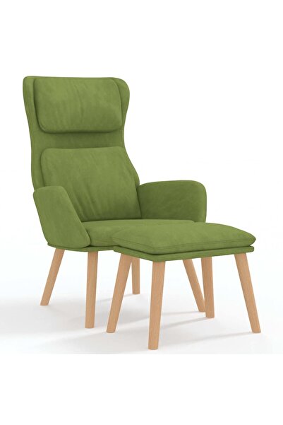 vidaxl Scaun de relaxare cu taburet, verde deschis, catifea