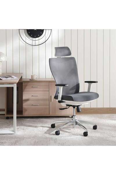 PAN HOME Winger Office High Back Chair With Adjustable Armrest - Dark Grey
