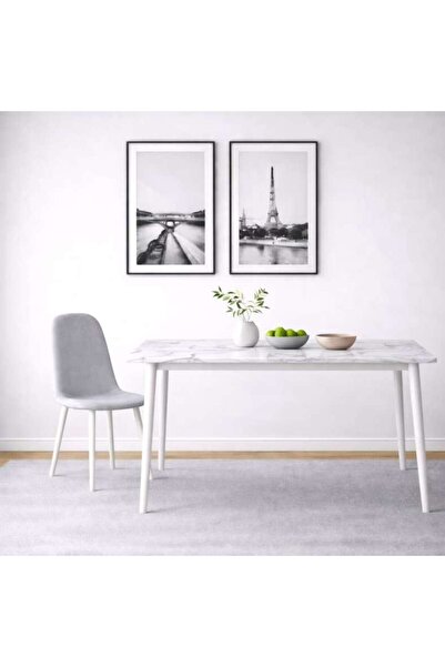 PAN HOME Arith 1+6 Dining Set Sintered Stone - White & Cream
