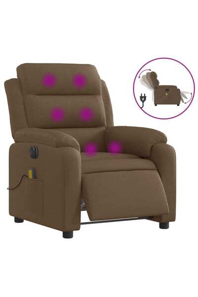 vidaxl Fotoliu electric de masaj rabatabil, maro, textil