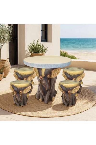 PAN HOME طقم طاولة طعام بيسو كلاي موس 4+1 - بني