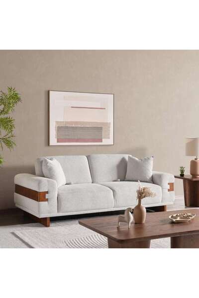 PAN HOME Zentro 3 Seater Sofa - Light Beige