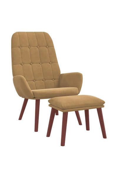 vidaxl Scaun de relaxare cu taburet, maro, catifea