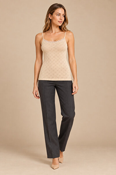 QKK Women's Thin Strap Ribbed Cotton Undershirt Single Layer