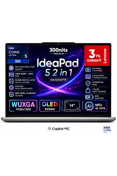 LENOVO IdeaPad 5 2 in 1 14IPH11 Intel Core Ultra 5 322 16 GB 512 GB SSD FreeD...