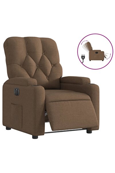 vidaxl Fotoliu rabatabil electric, maro, material textil