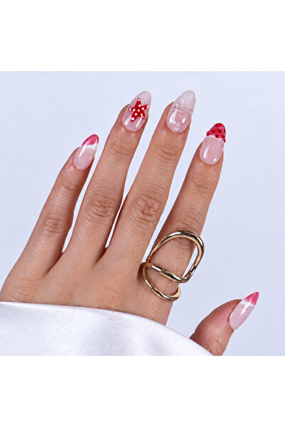 Takma Takma S Beden Pembe Nail Art Kısa Badem 15'li Tekrar Kullanılabilir El ...