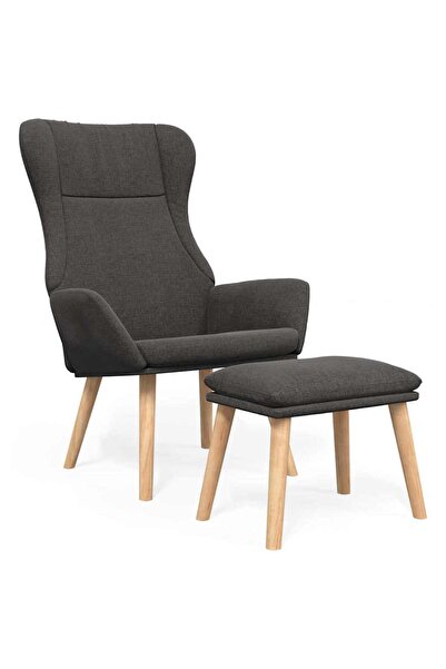 vidaxl Scaun de relaxare cu taburet, gri deschis, textil