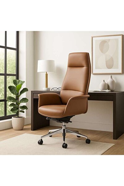 PAN HOME Coupe Office High Back Chair - Brown