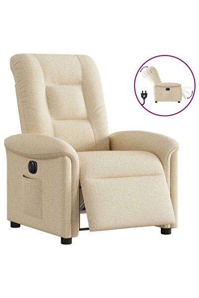 vidaxl Fotoliu rabatabil electric, crem, material textil