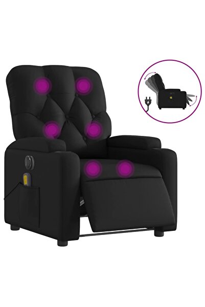 vidaxl Fotoliu electric de masaj rabatabil, negru, piele ecologică