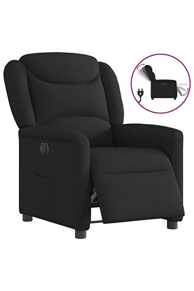 vidaxl Fotoliu rabatabil electric, negru, material textil