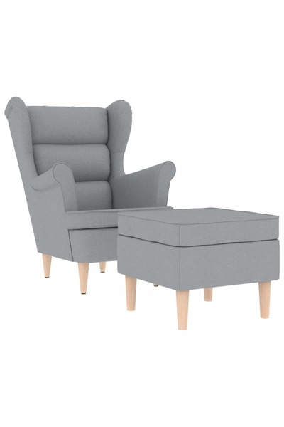vidaxl Fotoliu cu taburet pentru picioare, gri deschis material textil