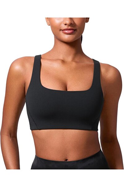CRZ YOGA Butterlift Double Lined Square Neck Sports Bras for Women - Wireless...