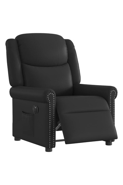 vidaxl Fotoliu rabatabil electric, negru, piele ecologică lucioasă